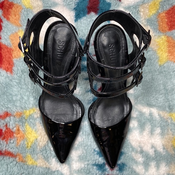 Schutz black patent caged multi strap heels - Picture 5 of 9